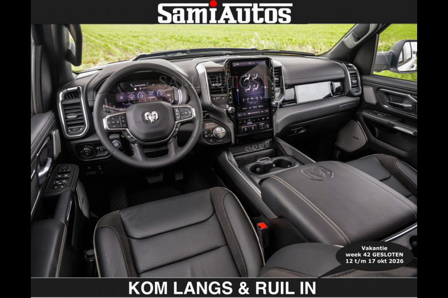 Dodge Ram BOM VOL | HUD | 420PK | LUCHTVERING | PANO | €79950,- excl | PASSAGIERSSCHERM | BOM EN BOM VOL | Comfortabele Dubbele Cabine met Royale 5 Zitplaatsen | DODGE RAM PREMIUM LARAMIE EDITION | Voorraad Nr 2230 - 8765 | De specialist in Amerikaanse pick‑ups in Nederland en Europa.