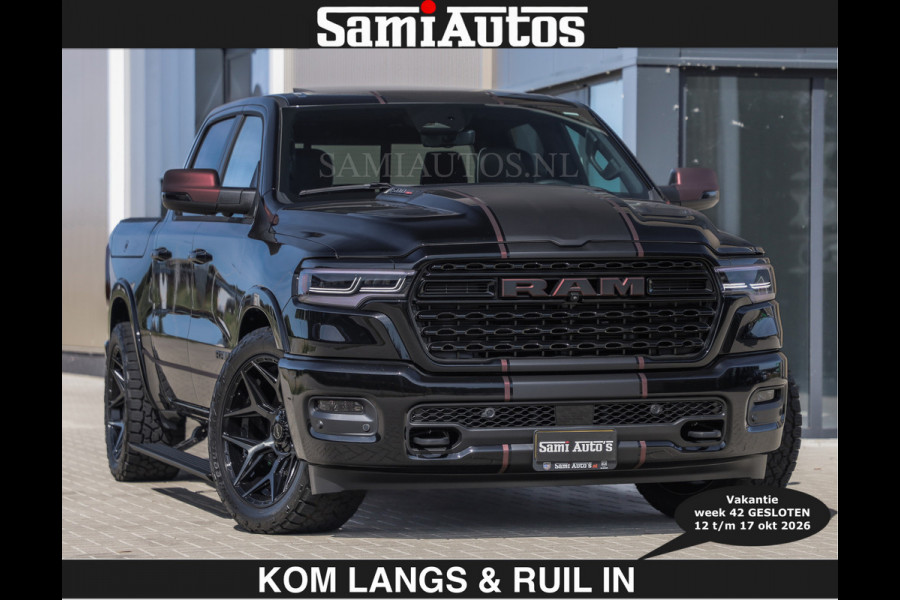 Dodge Ram Limited 540 PK | HUD | €84950,- excl | LUCHTVERING | MASSAGE | PASSAGIERSSCHERM | De Meest Luxe en Volle Pick-Up in zijn Klasse  Comfortabele Dubbele Cabine met Royale 5 Zitplaatsen | BPM vrij | Nu Leverbaar uit Voorraad | Voorraad Nr 2335 - 5153 | De specialist in Amerikaanse pick‑ups in Nederland en Europa.