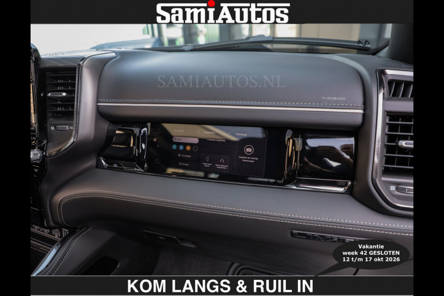 Dodge Ram Limited 540 PK | HUD | €84950,- excl | LUCHTVERING | MASSAGE | PASSAGIERSSCHERM | De Meest Luxe en Volle Pick-Up in zijn Klasse  Comfortabele Dubbele Cabine met Royale 5 Zitplaatsen | BPM vrij | Nu Leverbaar uit Voorraad | Voorraad Nr 2335 - 5153 | De specialist in Amerikaanse pick‑ups in Nederland en Europa.