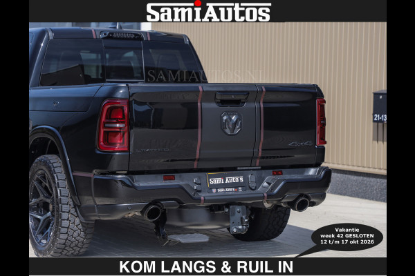 Dodge Ram Limited 540 PK | HUD | €84950,- excl | LUCHTVERING | MASSAGE | PASSAGIERSSCHERM | De Meest Luxe en Volle Pick-Up in zijn Klasse  Comfortabele Dubbele Cabine met Royale 5 Zitplaatsen | BPM vrij | Nu Leverbaar uit Voorraad | Voorraad Nr 2335 - 5153 | De specialist in Amerikaanse pick‑ups in Nederland en Europa.
