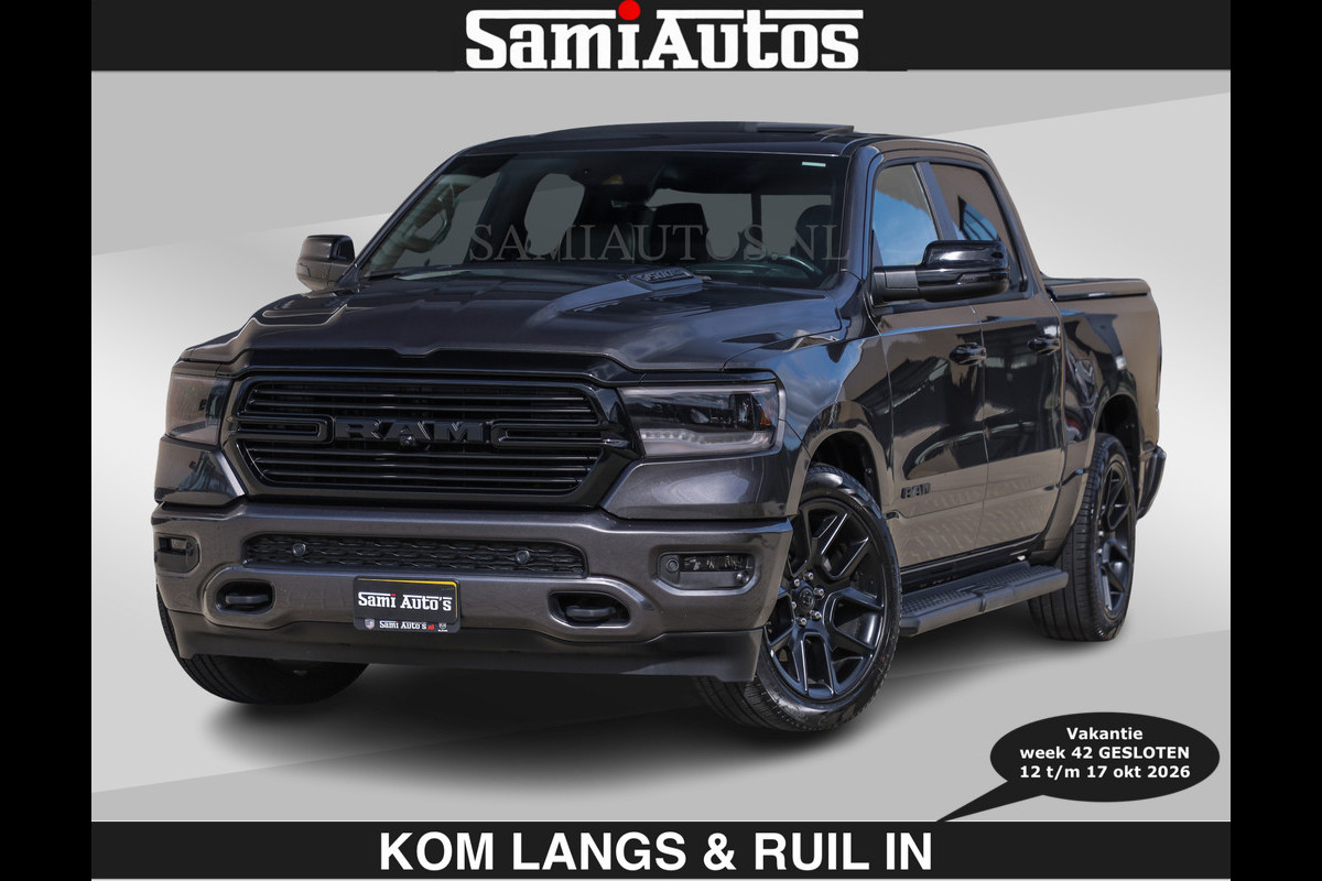 Dodge Ram SPORT | MEEST VOLLE RAM | €69950,- excl | 5.7 V8 HEMI | LUCHTVERING | HUD | MWK | PANO | VOL DIGI SCHERMEN | NIGHT EDITION | DUBBELE CABINE | 5 PERSOONS | DC | CREW CAB | TOP STAAT | KLEUR: GRANITE NIGHT EDITION GEWELDIGE KLEUR |