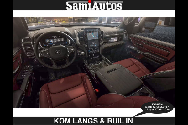 Dodge Ram LIMITED 2027 5.7 V8 HEMI | € 79.950 excl excl | MAXIMAAL UITGERUST | NIEUWE KLEUR Forged Blue Metallic met Ebony Red interior se DUBBELE CABINE | 5 PERSOONS | DC | Allernieuwste Limited 2027 in nieuwe kleur Forged Blue  – volledig uitgerust met alle opties.