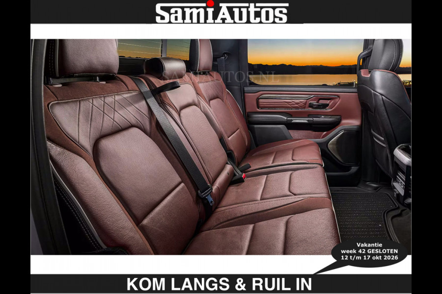 Dodge Ram LIMITED 2027 5.7 V8 HEMI | € 79.950 excl excl | MAXIMAAL UITGERUST | NIEUWE KLEUR Forged Blue Metallic met Ebony Red interior se DUBBELE CABINE | 5 PERSOONS | DC | Allernieuwste Limited 2027 in nieuwe kleur Forged Blue  – volledig uitgerust met alle opties.