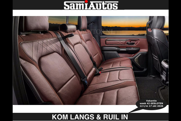 Dodge Ram LIMITED 2027 5.7 V8 HEMI | € 79.950 excl excl | MAXIMAAL UITGERUST | NIEUWE KLEUR Forged Blue Metallic met Ebony Red interior se DUBBELE CABINE | 5 PERSOONS | DC | Allernieuwste Limited 2027 in nieuwe kleur Forged Blue  – volledig uitgerust met alle opties.