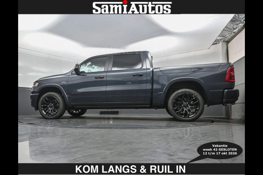 Dodge Ram LIMITED 2027 5.7 V8 HEMI | € 79.950 excl excl | MAXIMAAL UITGERUST | NIEUWE KLEUR Forged Blue Metallic met Ebony Red interior se DUBBELE CABINE | 5 PERSOONS | DC | Allernieuwste Limited 2027 in nieuwe kleur Forged Blue  – volledig uitgerust met alle opties.