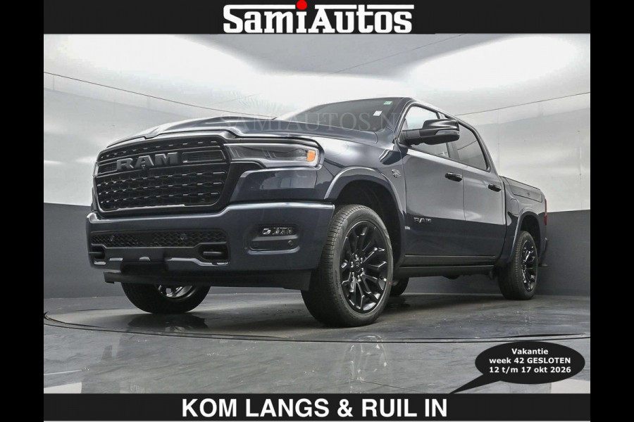 Dodge Ram LIMITED 2027 5.7 V8 HEMI | € 79.950 excl excl | MAXIMAAL UITGERUST | NIEUWE KLEUR Forged Blue Metallic met Ebony Red interior se DUBBELE CABINE | 5 PERSOONS | DC | Allernieuwste Limited 2027 in nieuwe kleur Forged Blue  – volledig uitgerust met alle opties.