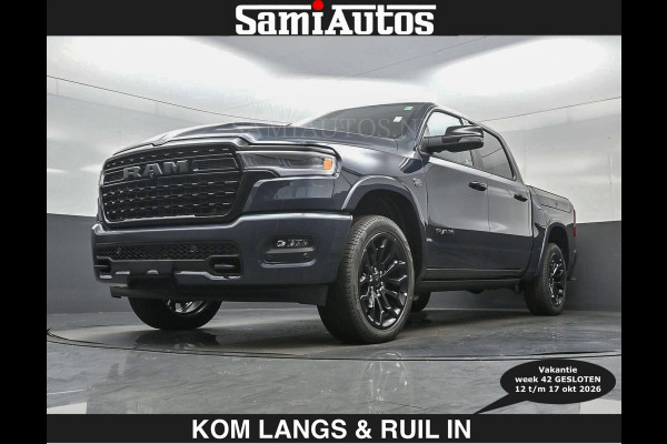 Dodge Ram LIMITED 2027 5.7 V8 HEMI | € 79.950 excl excl | MAXIMAAL UITGERUST | NIEUWE KLEUR Forged Blue Metallic met Ebony Red interior se DUBBELE CABINE | 5 PERSOONS | DC | Allernieuwste Limited 2027 in nieuwe kleur Forged Blue  – volledig uitgerust met alle opties.