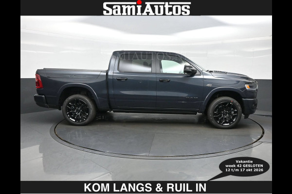 Dodge Ram LIMITED 2027 5.7 V8 HEMI | € 79.950 excl excl | MAXIMAAL UITGERUST | NIEUWE KLEUR Forged Blue Metallic met Ebony Red interior se DUBBELE CABINE | 5 PERSOONS | DC | Allernieuwste Limited 2027 in nieuwe kleur Forged Blue  – volledig uitgerust met alle opties.