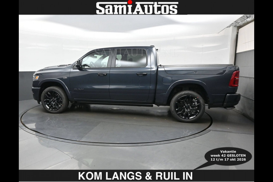 Dodge Ram LIMITED 2027 5.7 V8 HEMI | € 79.950 excl excl | MAXIMAAL UITGERUST | NIEUWE KLEUR Forged Blue Metallic met Ebony Red interior se DUBBELE CABINE | 5 PERSOONS | DC | Allernieuwste Limited 2027 in nieuwe kleur Forged Blue  – volledig uitgerust met alle opties.