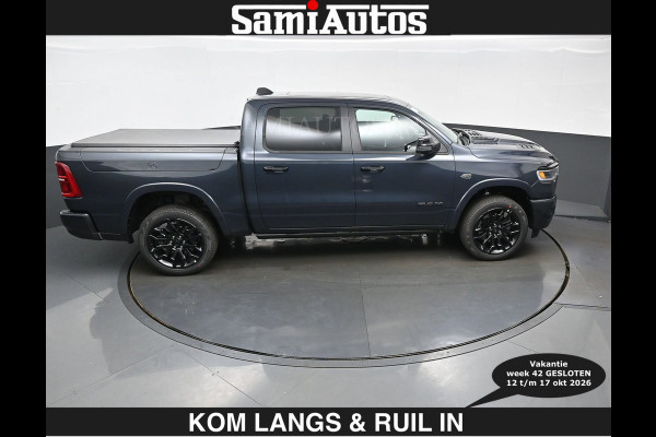 Dodge Ram LIMITED 2027 5.7 V8 HEMI | € 79.950 excl excl | MAXIMAAL UITGERUST | NIEUWE KLEUR Forged Blue Metallic met Ebony Red interior se DUBBELE CABINE | 5 PERSOONS | DC | Allernieuwste Limited 2027 in nieuwe kleur Forged Blue  – volledig uitgerust met alle opties.