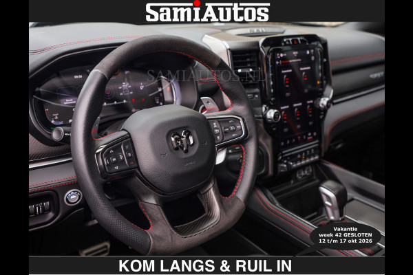 Dodge Ram TRX HELLCAT | 6.2 V8 712PK SUPERCHARGER | € 129.50 excl | RODE STIKSELS | FULLY LOADED | CARBON | CREW CAB | DUBBELE CABINE | 5 PERSOONS | De specialist in Amerikaanse pick‑ups in Nederland en Europa.