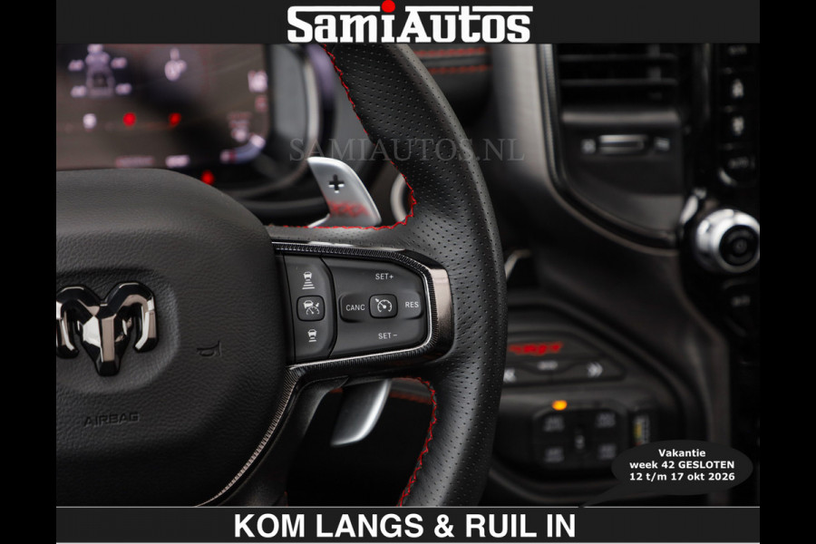 Dodge Ram TRX HELLCAT | 6.2 V8 712PK SUPERCHARGER | € 129.50 excl | RODE STIKSELS | FULLY LOADED | CARBON | CREW CAB | DUBBELE CABINE | 5 PERSOONS | De specialist in Amerikaanse pick‑ups in Nederland en Europa.