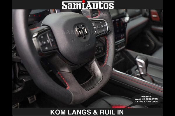 Dodge Ram TRX HELLCAT | 6.2 V8 712PK SUPERCHARGER | € 129.50 excl | RODE STIKSELS | FULLY LOADED | CARBON | CREW CAB | DUBBELE CABINE | 5 PERSOONS | De specialist in Amerikaanse pick‑ups in Nederland en Europa.