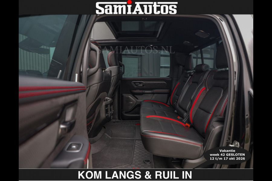 Dodge Ram TRX HELLCAT | 6.2 V8 712PK SUPERCHARGER | € 129.50 excl | RODE STIKSELS | FULLY LOADED | CARBON | CREW CAB | DUBBELE CABINE | 5 PERSOONS | De specialist in Amerikaanse pick‑ups in Nederland en Europa.