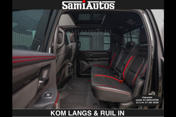 Dodge Ram TRX HELLCAT | 6.2 V8 712PK SUPERCHARGER | € 129.50 excl | RODE STIKSELS | FULLY LOADED | CARBON | CREW CAB | DUBBELE CABINE | 5 PERSOONS | De specialist in Amerikaanse pick‑ups in Nederland en Europa.