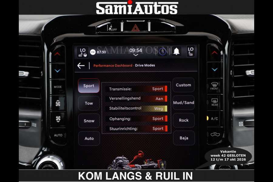 Dodge Ram TRX HELLCAT | 6.2 V8 712PK SUPERCHARGER | € 129.50 excl | RODE STIKSELS | FULLY LOADED | CARBON | CREW CAB | DUBBELE CABINE | 5 PERSOONS | De specialist in Amerikaanse pick‑ups in Nederland en Europa.