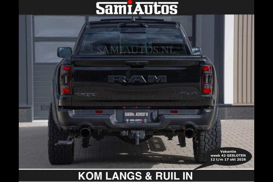 Dodge Ram TRX HELLCAT | 6.2 V8 712PK SUPERCHARGER | € 129.50 excl | RODE STIKSELS | FULLY LOADED | CARBON | CREW CAB | DUBBELE CABINE | 5 PERSOONS | De specialist in Amerikaanse pick‑ups in Nederland en Europa.