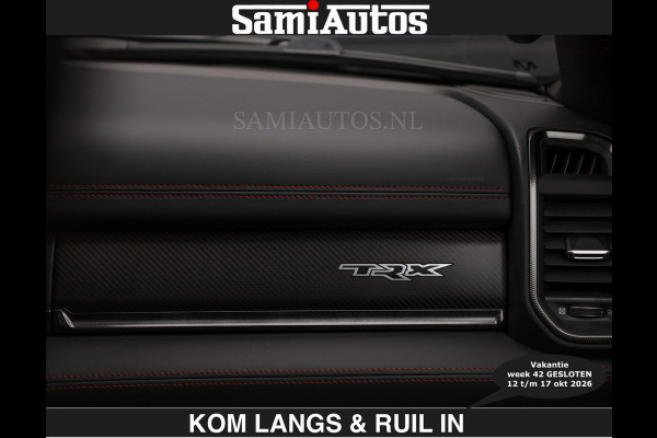 Dodge Ram TRX HELLCAT | 6.2 V8 712PK SUPERCHARGER | € 129.50 excl | RODE STIKSELS | FULLY LOADED | CARBON | CREW CAB | DUBBELE CABINE | 5 PERSOONS | De specialist in Amerikaanse pick‑ups in Nederland en Europa.