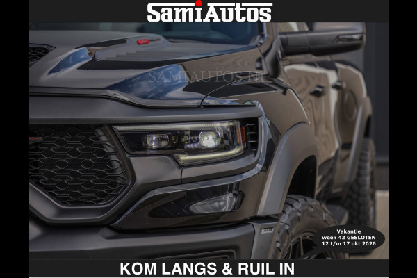 Dodge Ram TRX HELLCAT | 6.2 V8 712PK SUPERCHARGER | € 129.50 excl | RODE STIKSELS | FULLY LOADED | CARBON | CREW CAB | DUBBELE CABINE | 5 PERSOONS | De specialist in Amerikaanse pick‑ups in Nederland en Europa.