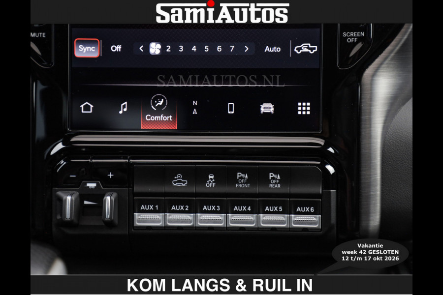 Dodge Ram TRX HELLCAT | 6.2 V8 712PK SUPERCHARGER | € 129.50 excl | RODE STIKSELS | FULLY LOADED | CARBON | CREW CAB | DUBBELE CABINE | 5 PERSOONS | De specialist in Amerikaanse pick‑ups in Nederland en Europa.