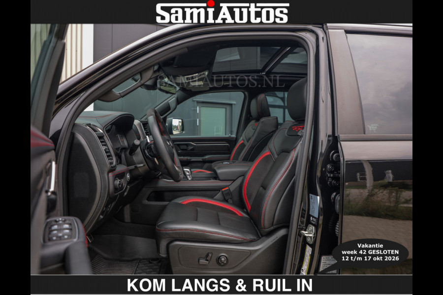 Dodge Ram TRX HELLCAT | 6.2 V8 712PK SUPERCHARGER | € 129.50 excl | RODE STIKSELS | FULLY LOADED | CARBON | CREW CAB | DUBBELE CABINE | 5 PERSOONS | De specialist in Amerikaanse pick‑ups in Nederland en Europa.