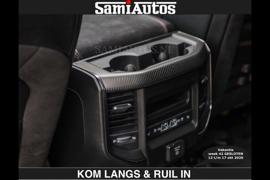 Dodge Ram TRX HELLCAT | 6.2 V8 712PK SUPERCHARGER | € 129.50 excl | RODE STIKSELS | FULLY LOADED | CARBON | CREW CAB | DUBBELE CABINE | 5 PERSOONS | De specialist in Amerikaanse pick‑ups in Nederland en Europa.