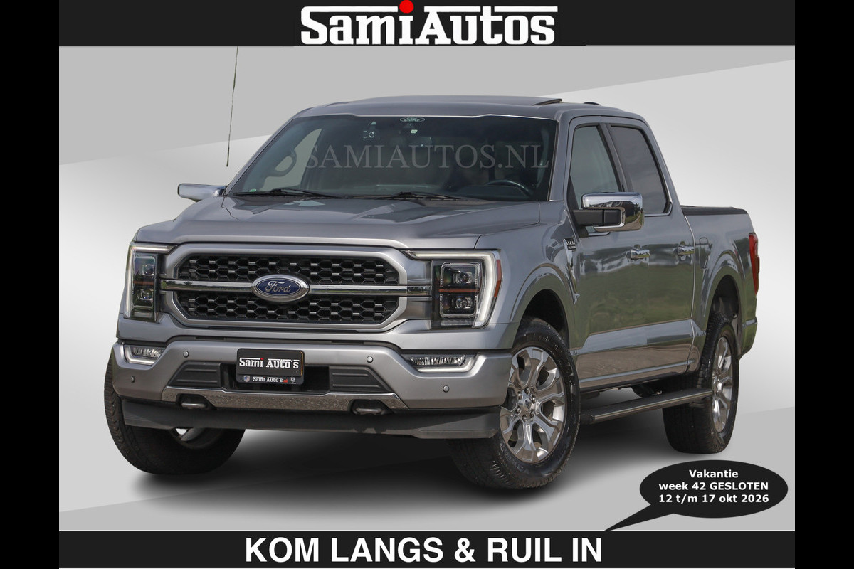 Ford USA F-150 PLATINUM | MASSAGE | PANO | €49950,- excl | GROOTSCHERM | COMFORT STOELEN | ADAPTIVE CRUISE | DC | DUBBELE CABINE | FACELIFT MODEL | GROOT SCHERM | 5 PERSOONS | DC | DASH CAM | MASSAGE | | De specialist in Amerikaanse pick‑ups in Nederland en Europa.