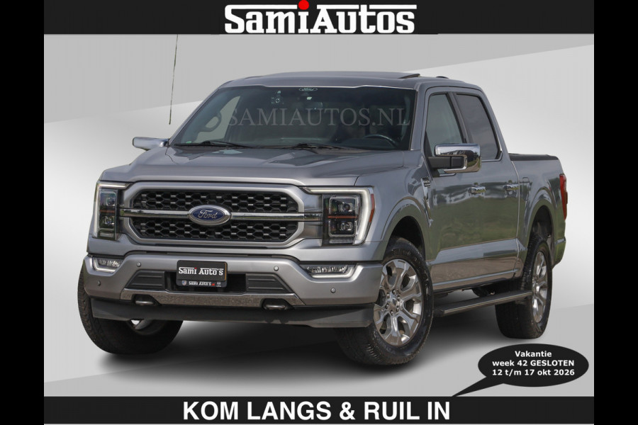 Ford USA F-150 PLATINUM | MASSAGE | PANO | €49950,- excl | GROOTSCHERM | COMFORT STOELEN | ADAPTIVE CRUISE | DC | DUBBELE CABINE | FACELIFT MODEL | GROOT SCHERM | 5 PERSOONS | DC | DASH CAM | MASSAGE | | De specialist in Amerikaanse pick‑ups in Nederland en Europa.