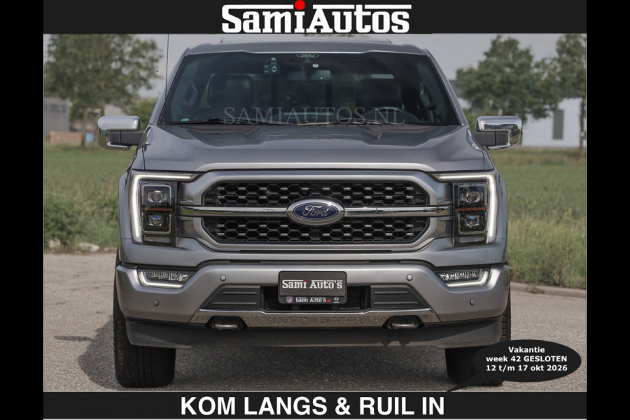 Ford USA F-150 PLATINUM | MASSAGE | PANO | €49950,- excl | GROOTSCHERM | COMFORT STOELEN | ADAPTIVE CRUISE | DC | DUBBELE CABINE | FACELIFT MODEL | GROOT SCHERM | 5 PERSOONS | DC | DASH CAM | MASSAGE | | De specialist in Amerikaanse pick‑ups in Nederland en Europa.