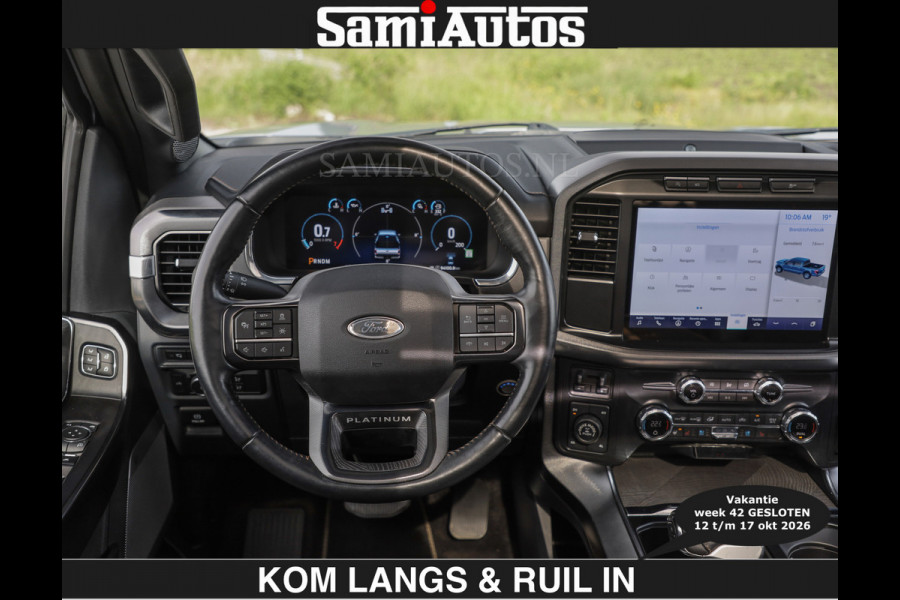 Ford USA F-150 PLATINUM | MASSAGE | PANO | €49950,- excl | GROOTSCHERM | COMFORT STOELEN | ADAPTIVE CRUISE | DC | DUBBELE CABINE | FACELIFT MODEL | GROOT SCHERM | 5 PERSOONS | DC | DASH CAM | MASSAGE | | De specialist in Amerikaanse pick‑ups in Nederland en Europa.