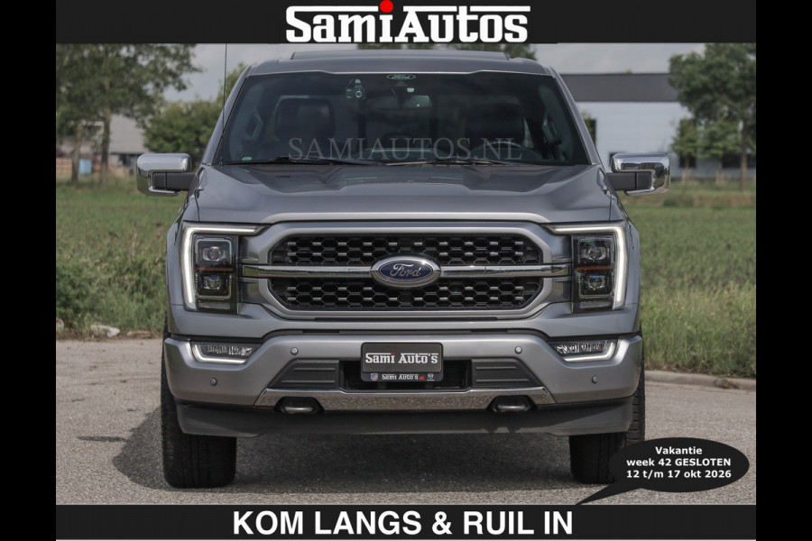 Ford USA F-150 PLATINUM | MASSAGE | PANO | €49950,- excl | GROOTSCHERM | COMFORT STOELEN | ADAPTIVE CRUISE | DC | DUBBELE CABINE | FACELIFT MODEL | GROOT SCHERM | 5 PERSOONS | DC | DASH CAM | MASSAGE | | De specialist in Amerikaanse pick‑ups in Nederland en Europa.