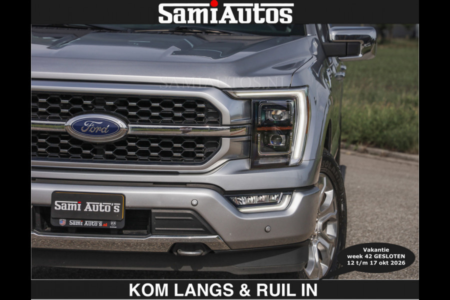 Ford USA F-150 PLATINUM | MASSAGE | PANO | €49950,- excl | GROOTSCHERM | COMFORT STOELEN | ADAPTIVE CRUISE | DC | DUBBELE CABINE | FACELIFT MODEL | GROOT SCHERM | 5 PERSOONS | DC | DASH CAM | MASSAGE | | De specialist in Amerikaanse pick‑ups in Nederland en Europa.