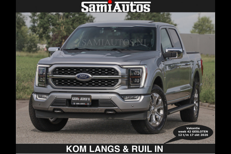 Ford USA F-150 PLATINUM | MASSAGE | PANO | €49950,- excl | GROOTSCHERM | COMFORT STOELEN | ADAPTIVE CRUISE | DC | DUBBELE CABINE | FACELIFT MODEL | GROOT SCHERM | 5 PERSOONS | DC | DASH CAM | MASSAGE | | De specialist in Amerikaanse pick‑ups in Nederland en Europa.