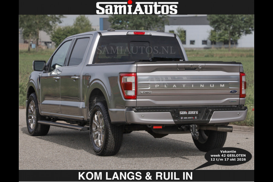 Ford USA F-150 PLATINUM | MASSAGE | PANO | €49950,- excl | GROOTSCHERM | COMFORT STOELEN | ADAPTIVE CRUISE | DC | DUBBELE CABINE | FACELIFT MODEL | GROOT SCHERM | 5 PERSOONS | DC | DASH CAM | MASSAGE | | De specialist in Amerikaanse pick‑ups in Nederland en Europa.