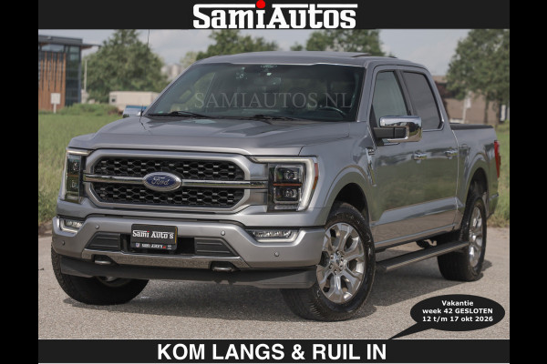 Ford USA F-150 PLATINUM | MASSAGE | PANO | €49950,- excl | GROOTSCHERM | COMFORT STOELEN | ADAPTIVE CRUISE | DC | DUBBELE CABINE | FACELIFT MODEL | GROOT SCHERM | 5 PERSOONS | DC | DASH CAM | MASSAGE | | De specialist in Amerikaanse pick‑ups in Nederland en Europa.