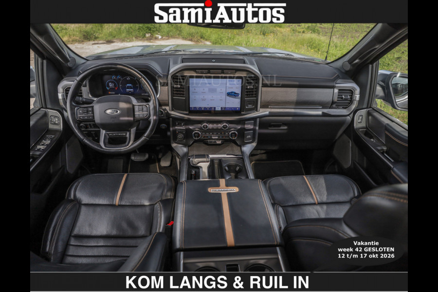 Ford USA F-150 PLATINUM | MASSAGE | PANO | €49950,- excl | GROOTSCHERM | COMFORT STOELEN | ADAPTIVE CRUISE | DC | DUBBELE CABINE | FACELIFT MODEL | GROOT SCHERM | 5 PERSOONS | DC | DASH CAM | MASSAGE | | De specialist in Amerikaanse pick‑ups in Nederland en Europa.
