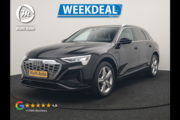 Audi Q8 e-tron 55 Quattro S Line 114 kWh 408pk Dealer O.H. | Trekhaak Afn. | Luchtvering | Adaptive Cruise | Head Up | Matrix LED | Camera | Alcantara Sportstoelen Verwarmd | Sfeerverlichting | Keyless | Navigatie | Virtual | DAB |