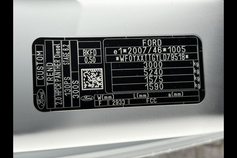 Ford Transit Custom 300 2.0 TDCI L1H1*HAAK*CAM*A/C*CRUISE*3-PERS*PDC*