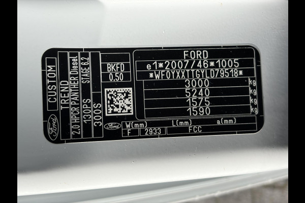Ford Transit Custom 300 2.0 TDCI L1H1*HAAK*CAM*A/C*CRUISE*3-PERS*PDC*