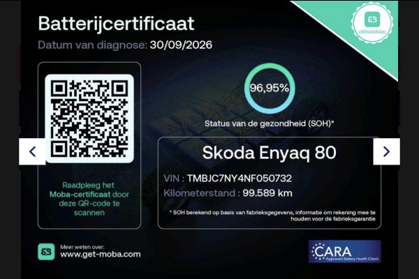 Škoda ENYAQ iV 80 Sportline | SOH 97% | Camera | NL-Auto | Zware Accu |