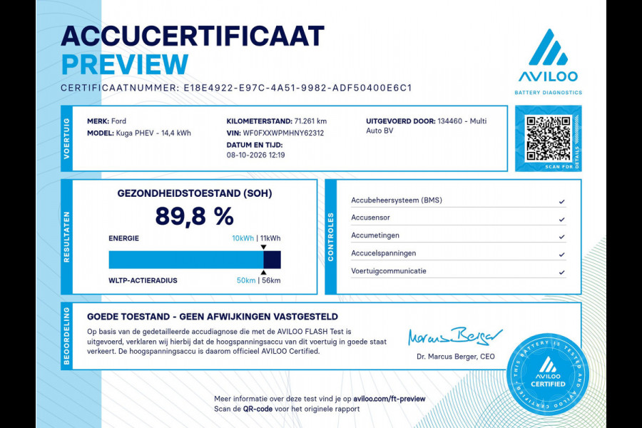 Ford Kuga 2.5 PHEV ST-Line X 225pk Dealer O.H. | SOH 89,8% | Trekhaak Af Fabriek | Panodak | Adaptive Cruise | Head Up | 360 Camera | Bang & Olufsen Audio | Alcantara Sportstoelen & Stuur Verwarmd | Keyless | BLIS | Apple Carplay | 20"L.M | Plug In Hybrid |