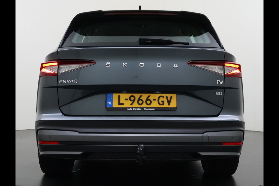 Škoda ENYAQ iV 80 204PK Trekhaak Warmtepomp Stuur+Stoelverwarming 3-Zone Ecc Camera Apple Carplay Android Auto P-Assist SOH 87% Isofix Pdc Lmv Led DAB Cruise Control Rijstrooksensor 1.000KG Trekgewicht Origineel Nederlandse Auto