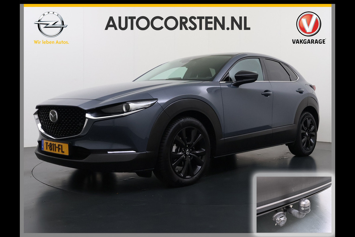 Mazda CX-30 2.0I 187PK MHEV AUT. Trekhaak Adap.Cruise Homura Camera Stoelverwarming Ecc Head-Up Display Navi Apple Carplay/Android Auto e-Sk Dodehoekdetectie Keyless Elek.Achterklep Privacy Glas Lmv Isofix DAB Bluetooth Regen-Lichtsensor 1.300KG Trekgewicht 1e Eigenaar Orig. NLse auto