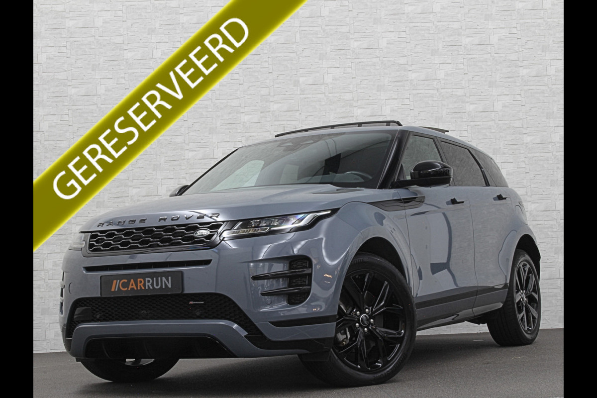 Land Rover Range Rover Evoque 1.5 P300e AWD R-Dynamic | Panorama | Leder | Meridian-Sound | Black-Optic | Sfeerverlichting | Stoelverwarming | Stuurverwarming | Camera | Elek. Achterklep | Voorruit Verwarming | Elektrische Stoelen | Lane Assist |
