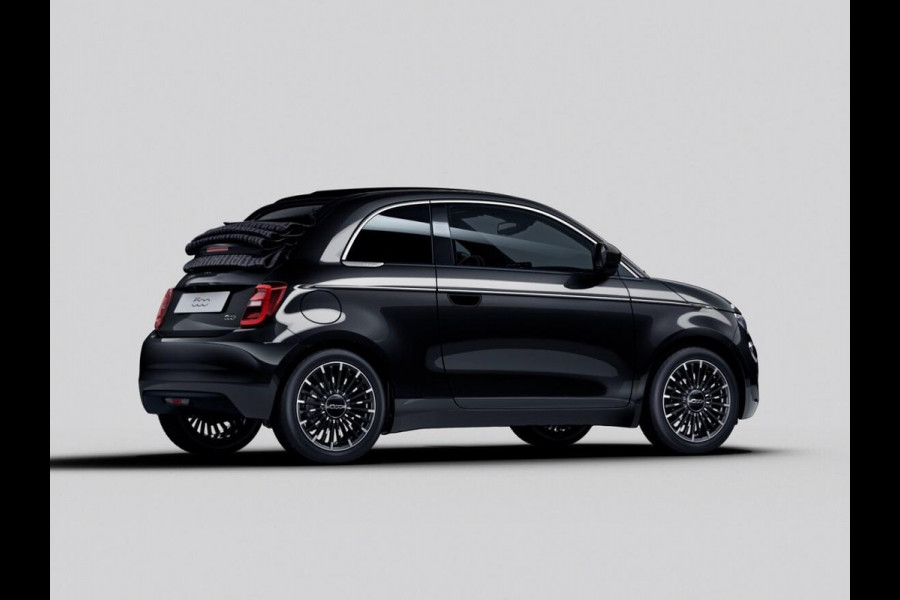 Fiat 500E Cabrio La Prima 42 kWh | Clima | LED | PDC | JBL Premium Audio | 17" | Camera | BSM | Canneloni Ivory/Piombo interieur