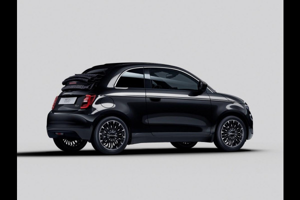 Fiat 500E Cabrio La Prima 42 kWh | Clima | LED | PDC | JBL Premium Audio | 17" | Camera | BSM | Canneloni Ivory/Piombo interieur