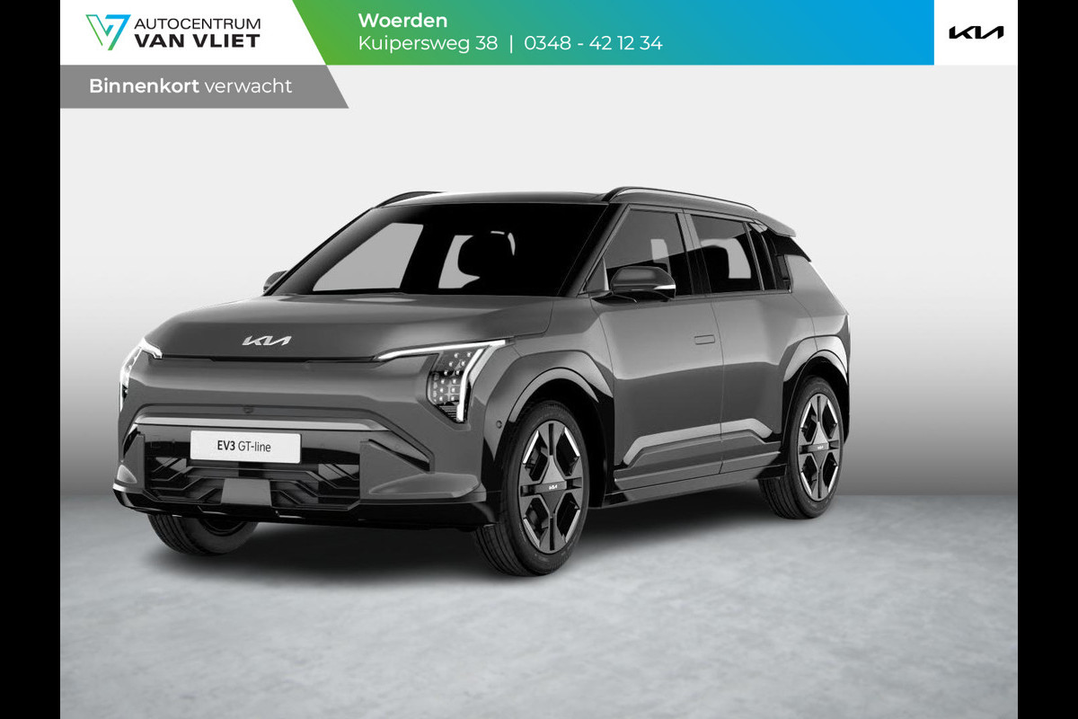 Kia EV3 GT-PlusLine AWD 81.4 kWh | Actieprijs* | Navi. | Clima. | Adapt. Cruise. | Stoel&Stuur Verwarming | Glazen Kanteldak | Harman Kardon | Vegan Lederen Stoelbekleding 'GT-Line | Slimme Parkeerassistentie | Dodehoekcamera