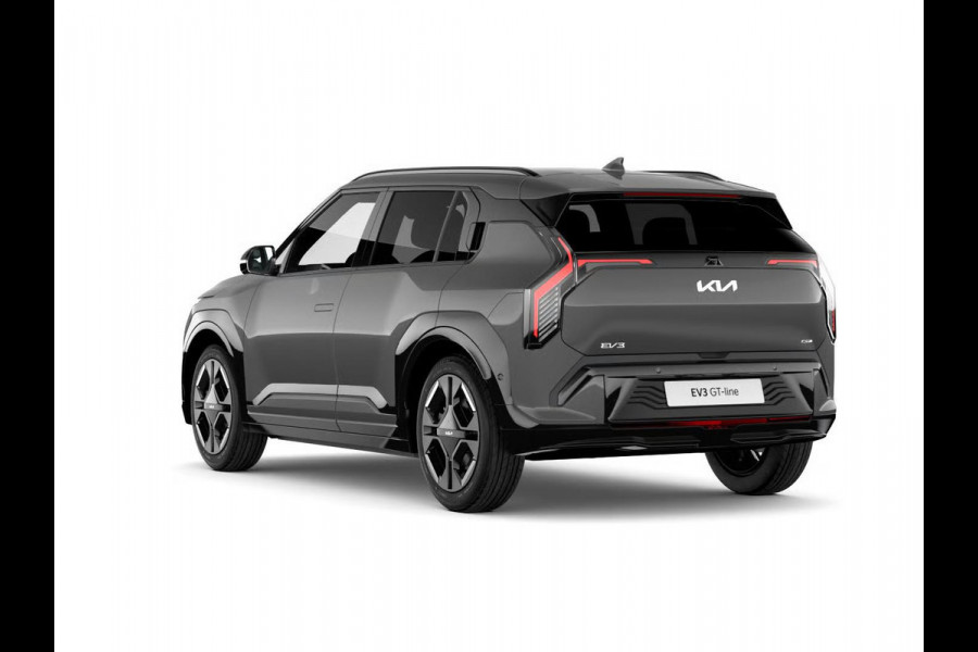 Kia EV3 GT-PlusLine AWD 81.4 kWh | Actieprijs* | Navi. | Clima. | Adapt. Cruise. | Stoel&Stuur Verwarming | Glazen Kanteldak | Harman Kardon | Vegan Lederen Stoelbekleding 'GT-Line | Slimme Parkeerassistentie | Dodehoekcamera