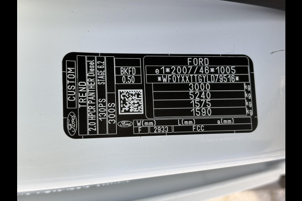 Ford Transit Custom 300 2.0 TDCI L1H1 MHEV*HAAK*CAM*A/C*CRUISE*3-PERS*