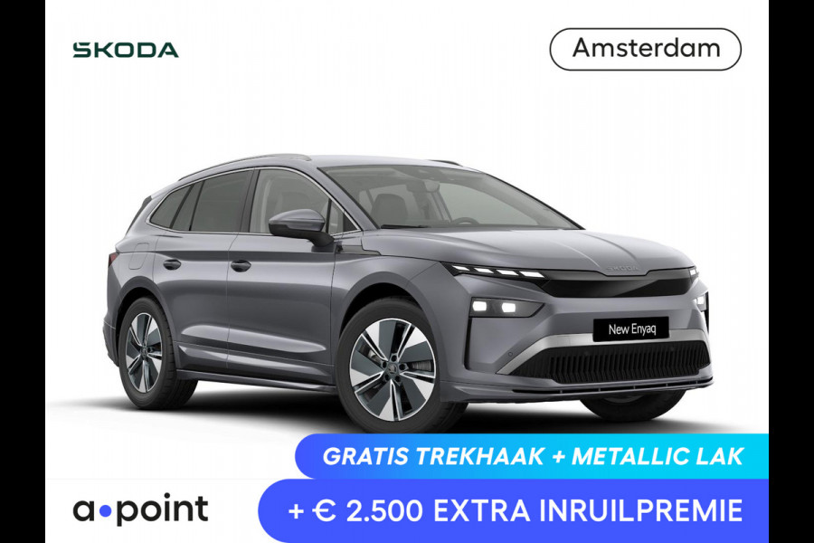Škoda Enyaq 85 Business Edition 286 pk | Trekhaak | Achterbumper en dorpels in carosseriekleur | Velgen: 19" lichtmetalen velgen Regulus, antraciet gepolijst